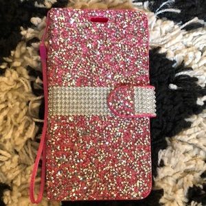 Rhinestone gem note 5 wallet case
